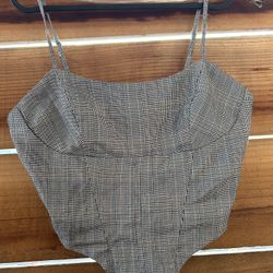 Black And White Plaid Crop Top