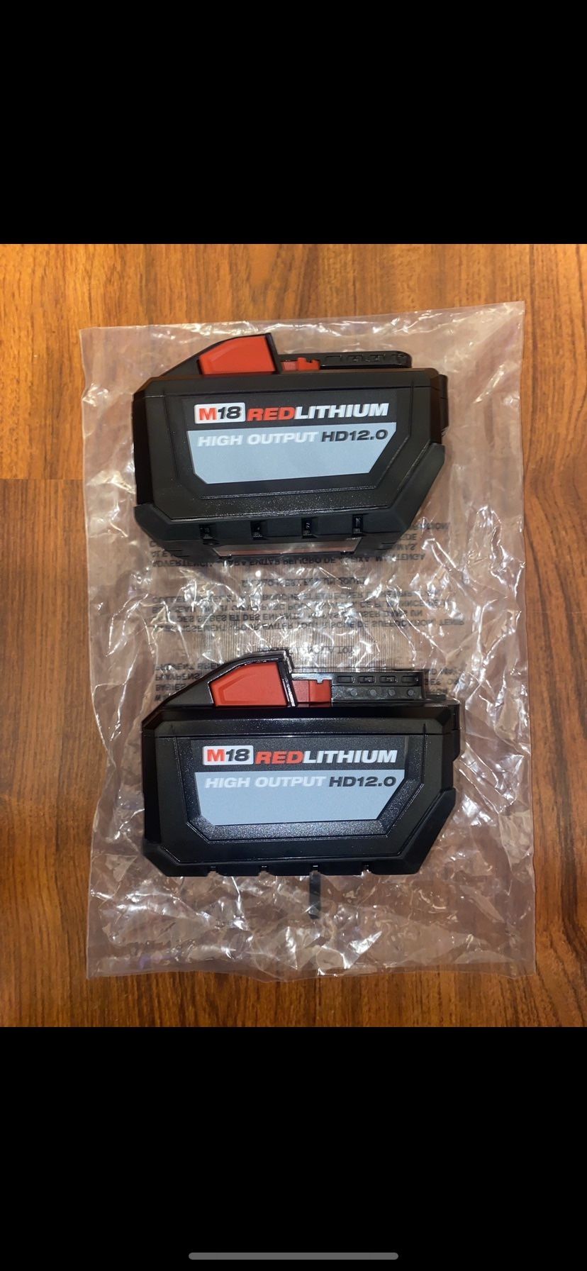 (2)Milwaukee M18 12.0 Ah High Output Redlithium Battery (48-11-1812)