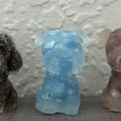 Petite crystal-infused resin dog figurines