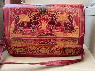 Bags, Vintage Genuine Leather Purse W Safari Elephant Tooled Embossed  Design India