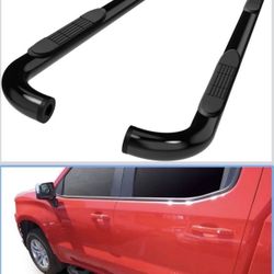 3" Black Side Nerf Bars Running Boards 2pcs Side Steps Compatible with 2019-2025 Chevy Silverado/GMC Sierra 1500 Crew Cab 2020-2025 Silverado/Sierra
