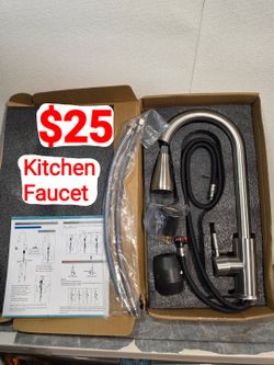 Kitchen Faucet with Pull Down Sprayer, Single Handle High Arc Kitchen Sink Faucet, Lead-Free Stainless Steel Modern Rv Bar Sink Faucets (Brushed Nicke