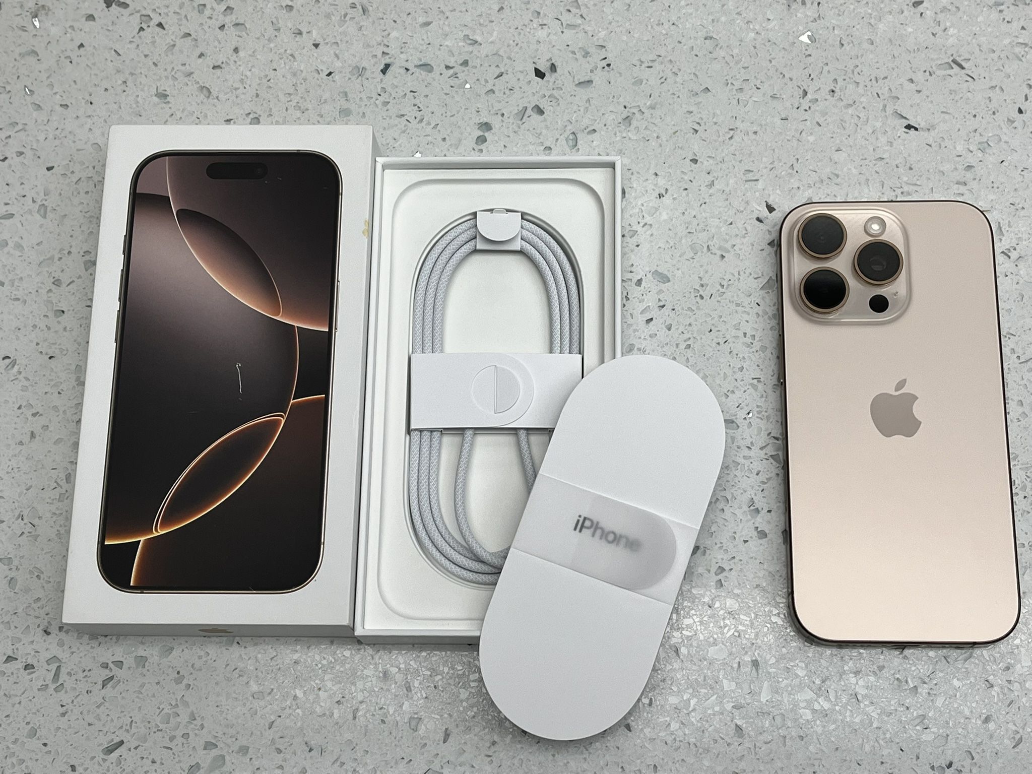 Apple iPhone 16 Pro 256gb Carrier Unlocked Desert Titanium w/ Box 100% Battery