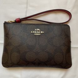 Classic Leather Coach Wristlet