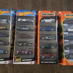 Hotwheels 5 Packs And Matchbox 5 Packs Chase Nightburnerz Tesla Batman Toyota Supra Etc