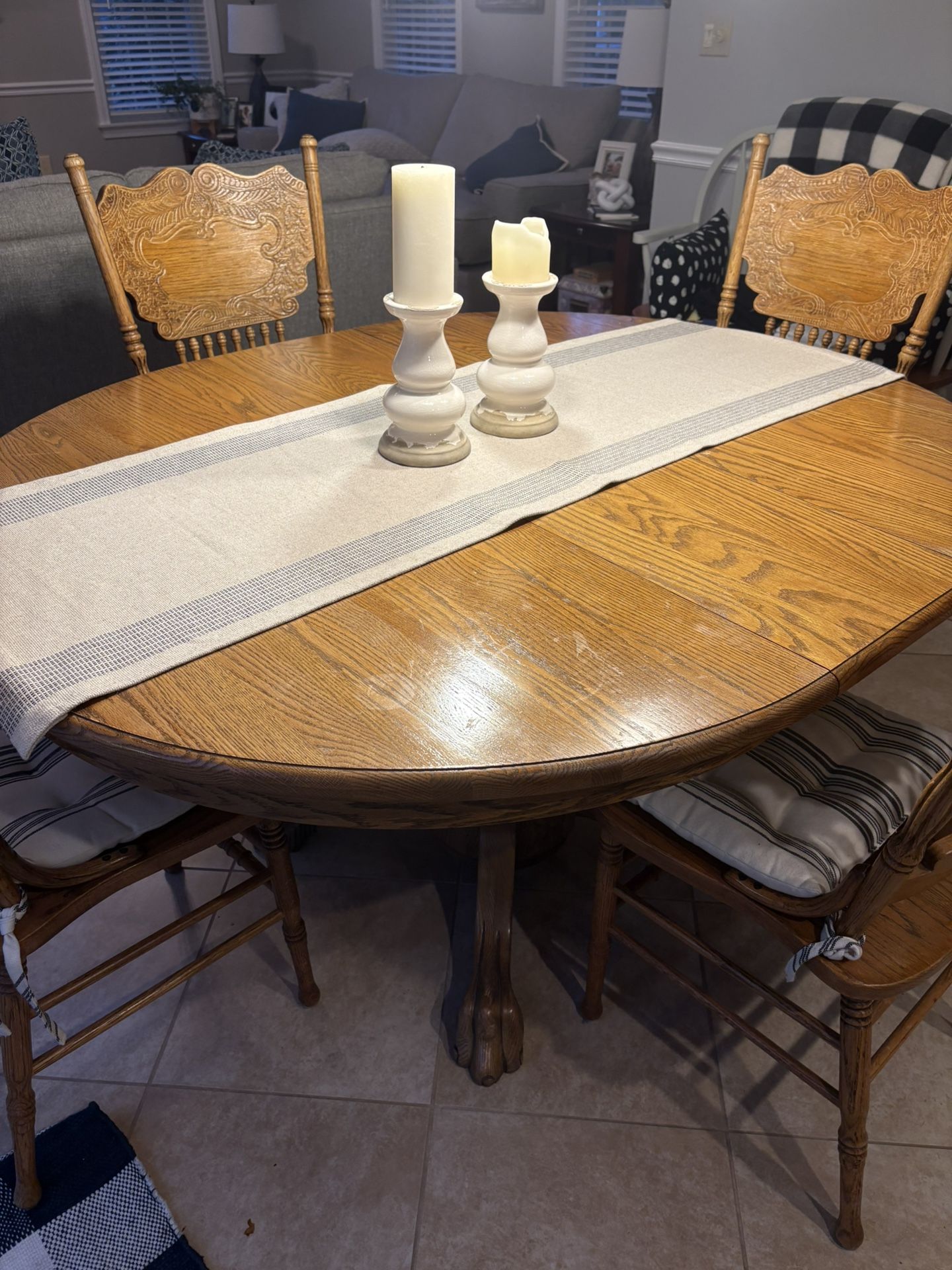 Solid Oak Table 4 Chairs