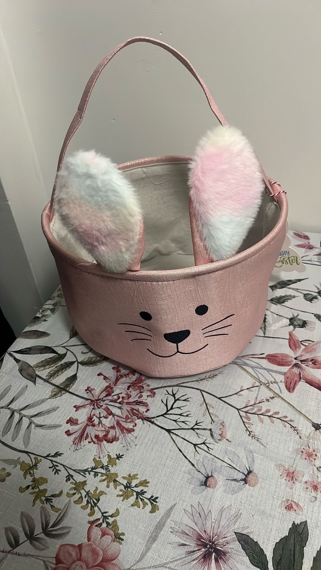 Pink bunny Easter basket