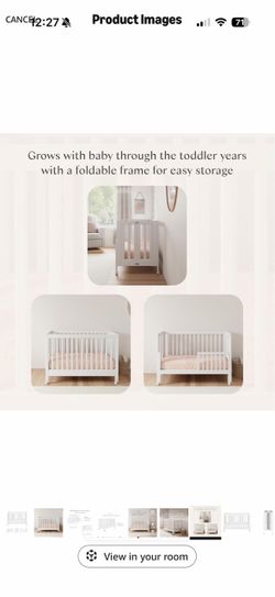 Baby crib convertible/ foldable/ rollable