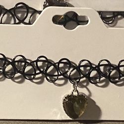 Mood Heart Pendant Black Tattoo Chokers