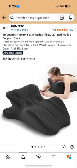 HOME PAC Memory Foam Wedge Pillow Black