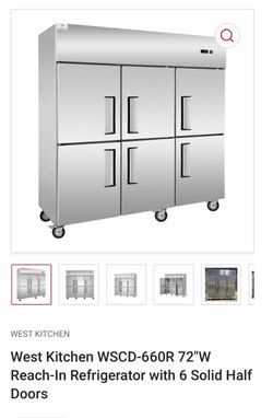 Commercial freezer six doors 72 inches wide