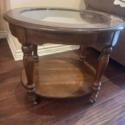 Vintage Glass Top End Table