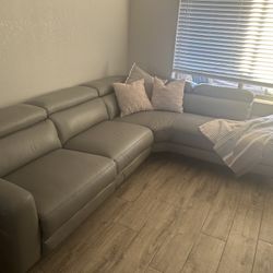 Modern Grey Leather Sectional