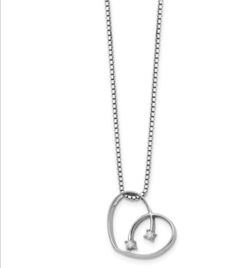 QW157-18 Sterling Silver .02CT diamond heart necklace LOW STOCK!