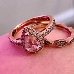 14k Rose Gold Engagement ring Set Size 4