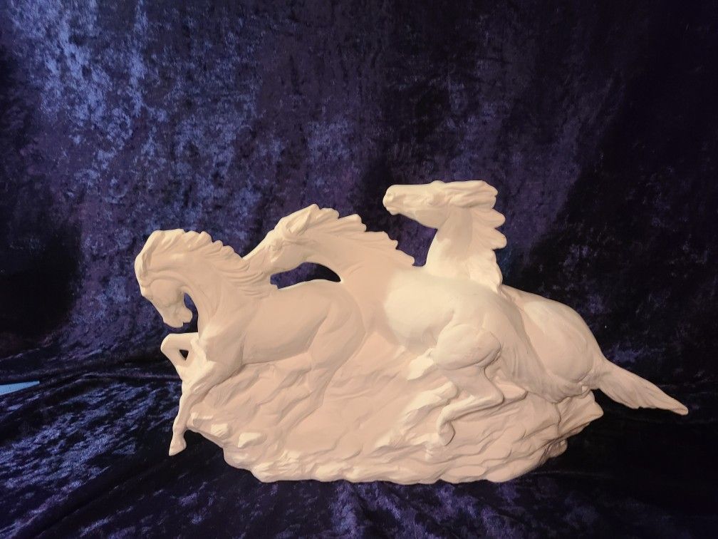 Doc Holliday Running Mustangs Ceramic Bisque Statue