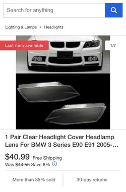 Passenger side clear headlight cover for BMW 3 Series 2005 2010 right side only