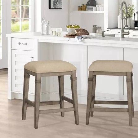 Arabella Wood Backless Non Swivel Counter Height Barstool - Main Image