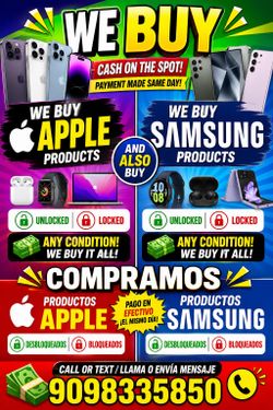 I buy apple and Samsung products/ compro productos de Apple y Samsung