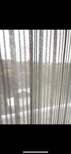 Striped Sheer Beige Curtains (Set of 2)