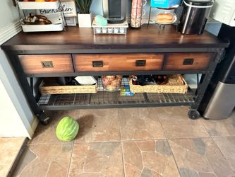 Industrial rustic metal and wood kitchen buffet/ island