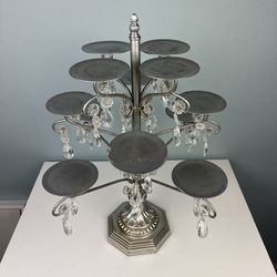 Silver Glass Diamond Candle Holder Stand/ Cupcake Stand