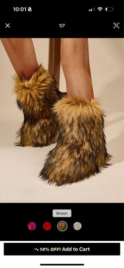 Faux Fur Brown Boots size 5.5-6
