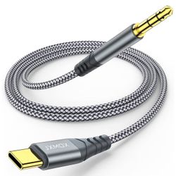 USB C to 3.5mm Audio Aux Jack Cable (4ft), Type C to 3.5mm Headphone Car Stereo Cord Compatible with iPhone 17 16 15 Pro Max Air, Samsung Galaxy S25 S