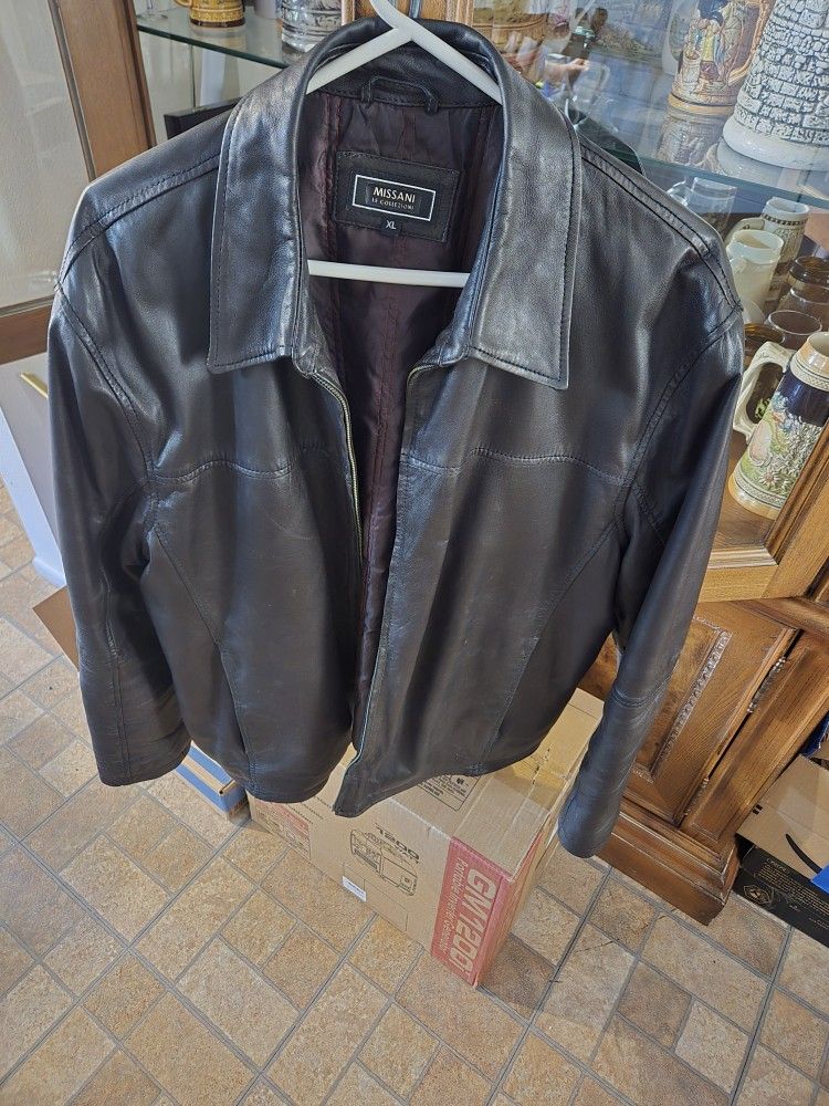 Brown Leather XL Missani Le Collezioni Jacket