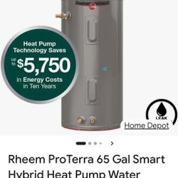 RHEEM Proterra 65 Gallon HYBRED ELECTRIC Water HEATER