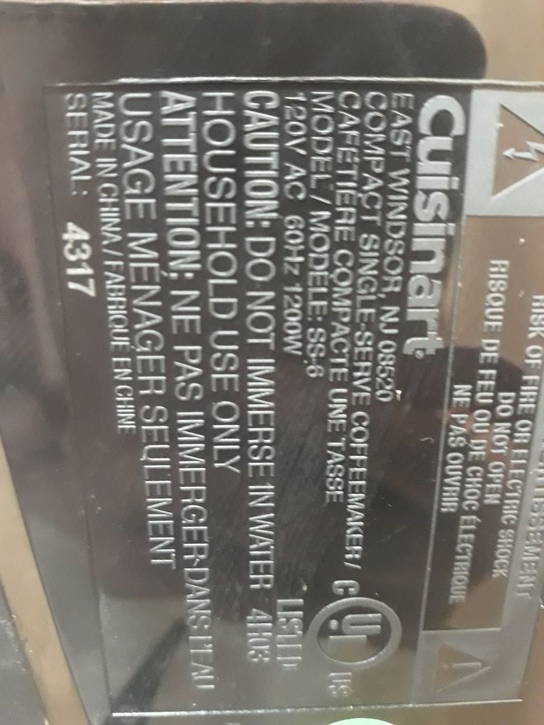 Cuisinart coffee maker machine single serve 40 Oz