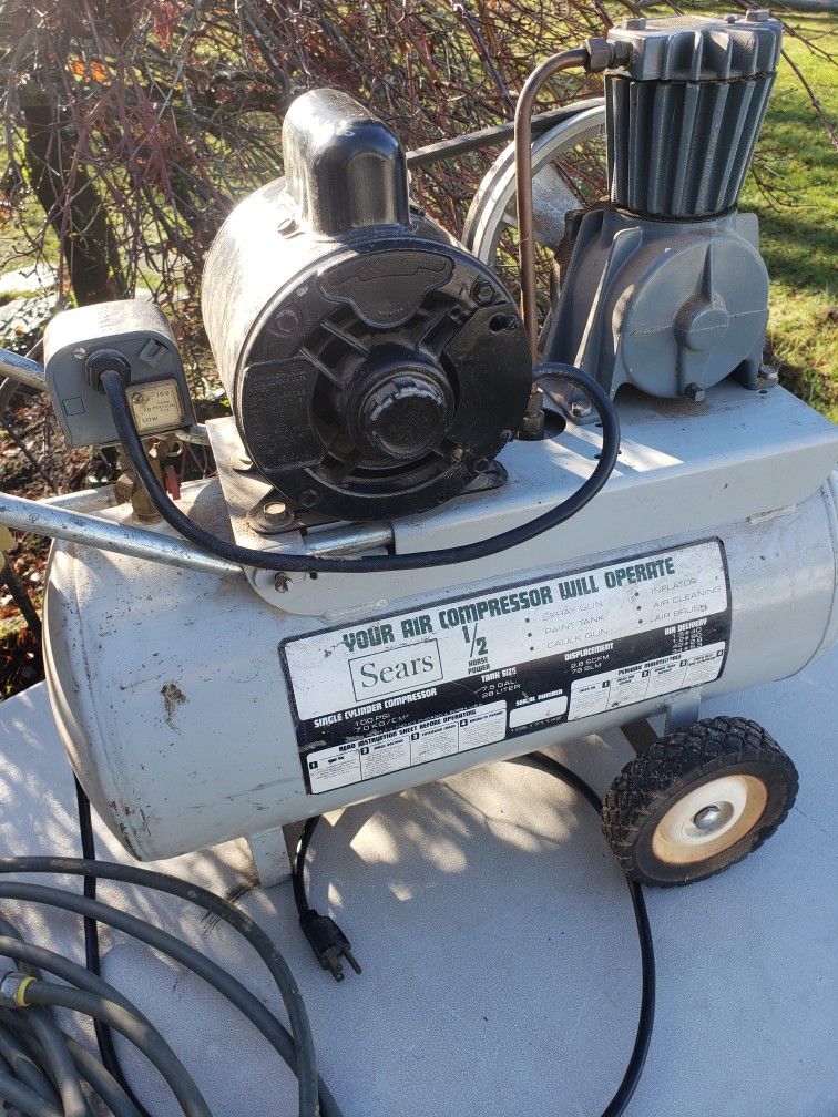 Vintage Sears Craftsman Air Compressor with Hose