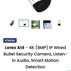 Lorex 4K IP Wired Bullet Security Camera with Listen-In Audio!
