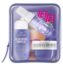 Sol de Janeiro Jet Set | Travel Shower Kit | $40 value Travel Size Essentials, TSA-Friendly Toiletry-Set, Gourmand Scent, BumBum Cream, Body Wash, & P