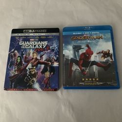 Spider-Man Homecoming & Guardians of the Galaxy Vol2 DVD/Blu-Ray Bundle