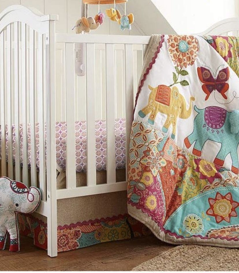 Baby girl Elephant crib bedding set