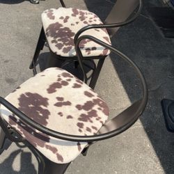 Faux Sued Cow Print Stools 