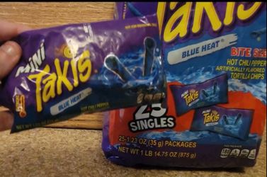 Box of 5x25pc bags Takis Mini Blue Heat 25-Pack Singles