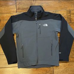 The North Face Apex Bionic Full Zip Black Gray Jacket Mens Size Small Soft Shell
