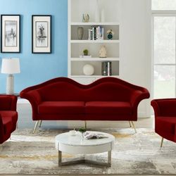 Lips Velvet Red Living Room Set

