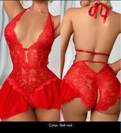 Sexy Crotchless White Underwear Women Lace Hollow Bra Set Erotic Costume Teddy Baby Doll Dress Deep V Open Bra Porn Lingerie Set
