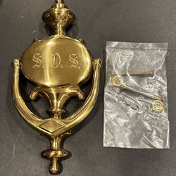 Vintage Solid Brass Door Knocker traditional Style (engraved SOS) )Includes Hardware. Measuring just shy of 8.75” x 4.25” with a weight of 1lb 1oz