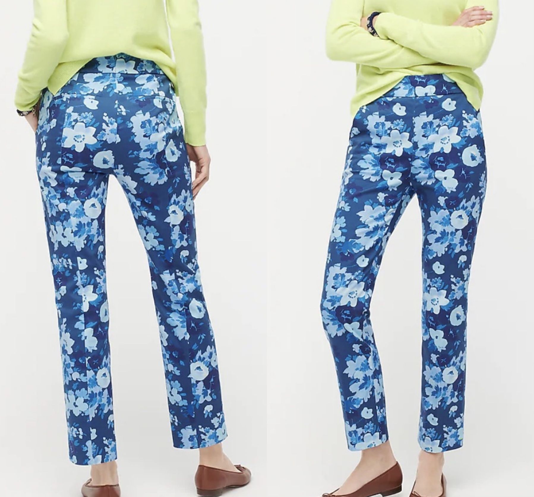 NWT $98 J.Crew Watercolor Begonias Remi Side Zip High Rise Ankle Cropped Pant 0