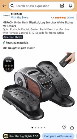 Black Under Desk Mini Elliptical Pedal Exerciser
