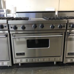 Viking 36” Wide Gas Range Stove Stainless Steel With Griddle 
