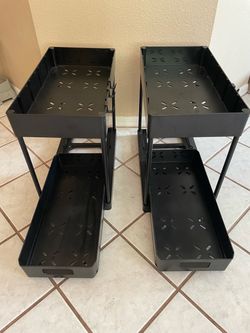Black 2-Tier Sliding Drawer Storage Organizers – Set of 2