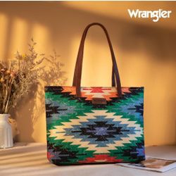 NEW Montana West Wrangler Tote Purse Bag Aztec Canvas Shoulder Bags