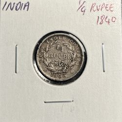 1840 Rare India Silver Coin High Grade