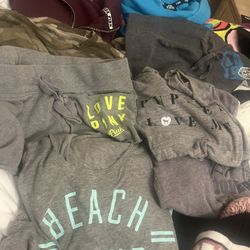Victoria Secret Pink . 8 Pairs Of Sweats , Six Sweatshirts , 3 Of The Sweatshirts Are Hoodie 
