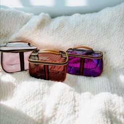 Transparent Cosmetic Travel Bags Dual Zipper